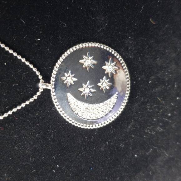 Swarovski Crystal Moon & Stars Pendant Necklace, Sterling Silver Overlay Jewelry - Picture 6 of 8